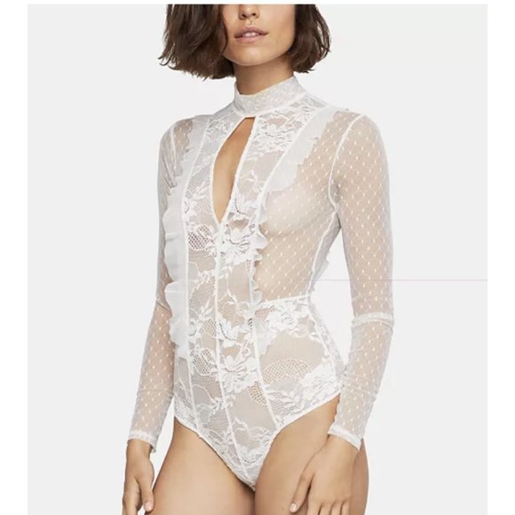 Super Sexy And Pretty BCBGMaxAzaria Lace Keyhole Bodysuit - NWT - Picture 1 of 11